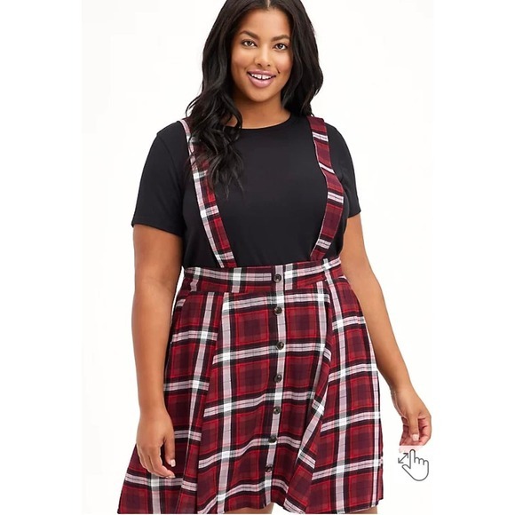 Torrid 1 (1X) Red Plaid Mini Challis Punk Gothic Schoolgirl Sexy Skirtall Skirt - Picture 2 of 2